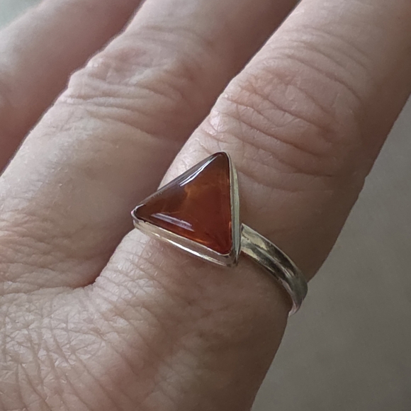 VINTAGE AMBER STERLING SILVER 925 LADIES RING SIZE 8 - Picture 5 of 5